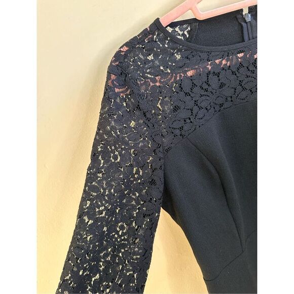 Ann Taylor Black Lace Top Peplum Blouse Size 2 - Picture 3 of 6